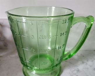 Depression glass measuring cup