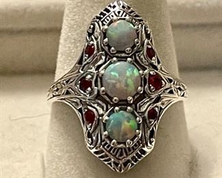 opal and sterling ring