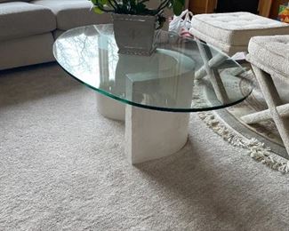 STONE AND GLASS COFFEE TABLE