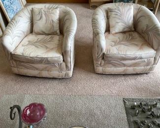 1980'S SWIVEL BARREL CHAIRS - VERY TRENDY