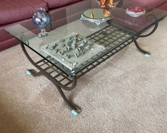 IRON AND GLASS COFFEE TABLE