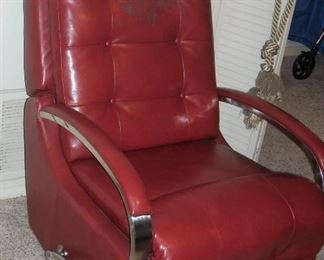 Red upholstered recliner