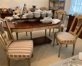 Vintage dinning set with six matching chairs, great DIY PIECE