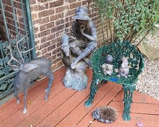Deer Boy Fishing Statues More