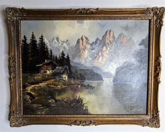 Mountain Village Oil Painting