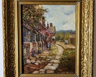 Country Village Path Original Oil Painting