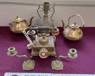 Brass Rotary Phone Tea Pots