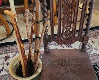 Antique Chair Brass Stand W6 Canes