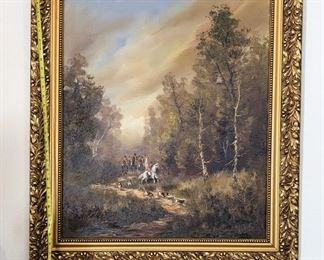 Hunting Party Original Oil Painting