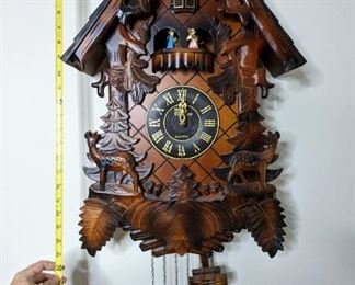 Large Battery Powered Carved Wood Cuckoo Clock