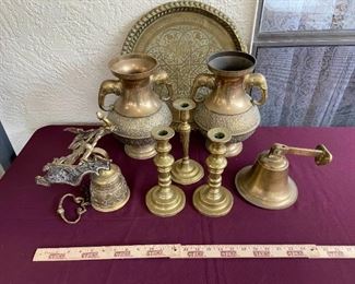Vintage Brass Bells Candle Holders And Vases