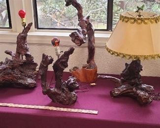 3 Lamps Made Of Driftwood More