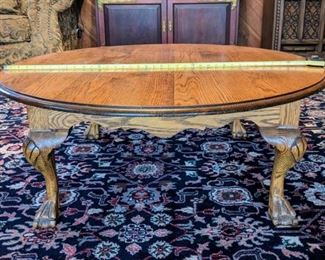 Round Oak Coffee Table With Claw Feet