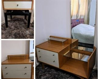 Mid Century Modern E Gomme Bedroom Set Nightstand And Vanity Dresser