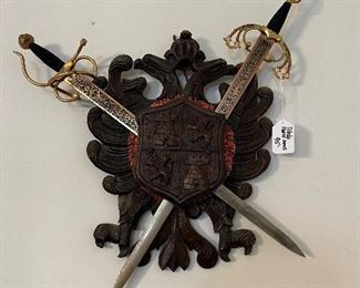Hand carved Toledo arms shield $95