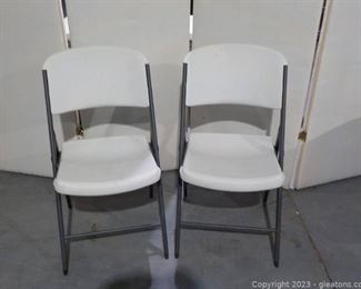 Pair of Folding Molded Plastic Chairs B