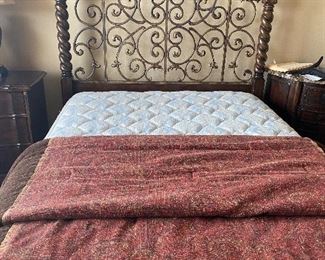 Queen Bed, mattress, box springs and bedding all for sale!