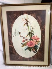 wframed chinese silk art flowers and bamboo2291 t