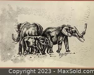wframed silk painting of elephants2301 t