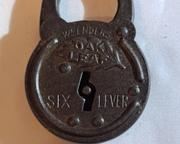 wvintage wm enders oak leaf six lever padlock usa1931 t