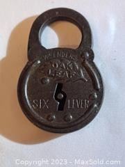 wvintage wm enders oak leaf six lever padlock usa1931 t