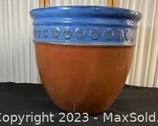 wlarge terra cottaclay decorated and glazed planter2441 t
