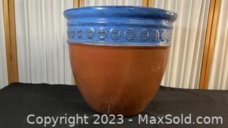 wlarge terra cottaclay decorated and glazed planter2441 t