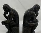wvintage cast iron metal thinking man book ends2671 t