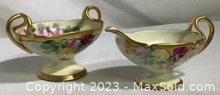wvintage hand painted limoges cream and sugar set2441 t