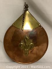 wvintage ornamental brass and copper flask england2421 t