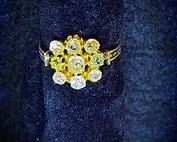 wdiamond cluster 14kt ring71 t