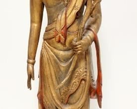 1011	LARGE CARVED WOOD ASIAN STATUE, APPROXIMATELY 35 IN HIGH
