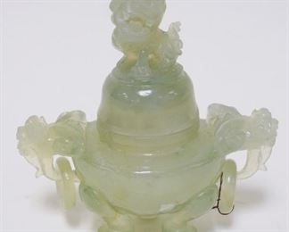 1018	JADE COVERED URN, APPROXIMATELY 5 1/4 IN HIGH
