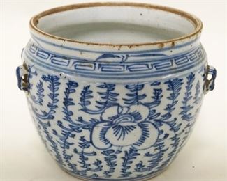 1033	ASIAN BLUE & WHITE POT, APPROXIMATELY 7 1/2 IN X 6 1/2 IN HIGH
