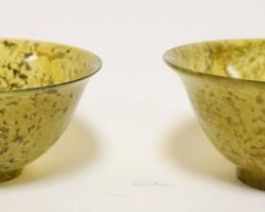 1035	2 JADE BOWLS, EACH APPROXIMATELY 4 IN X 2 IN HIGH
