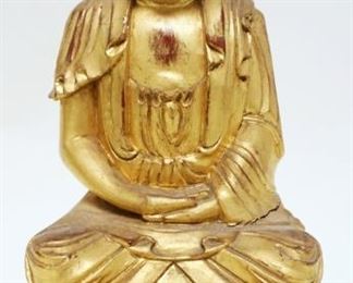 1043	CARVED WOOD GILT DECORATED ASIAN MONK, APPROXIMATELY 13 IN HIGH
