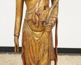 1054	LIFE SIZE CARVED ASIAN STATUE, APPROXIMATELY 59 IN HIGH
