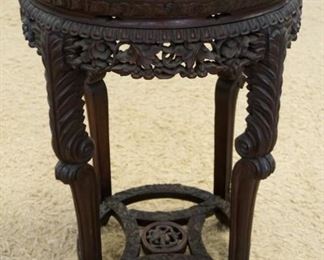 1080	OUSTANDING TALL CARVED MARBLE INSET TABLE, APPROXIMATELY 22 IN X 32 IN HIGH
