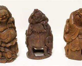 1085	3 CARVED WOOD FIGURES OF ASIAN MEN, APPROXIMATELY 12 IN HIGH
