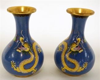 1101	PAIR OF CLOISONNE DRAGON VASES, APPROXIMATELY 6 1/4 IN HIGH
