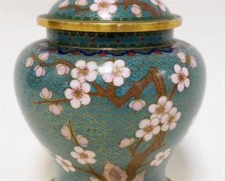 1102	CLOISONNE COVERED URN, APPROXIMATELY 8 IN HIGH
