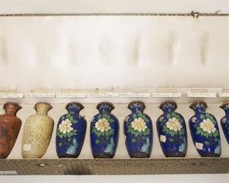 1104	CLOISONNE BOX CONTAINING 8-6 1/2 IN HIGH VASES SHOWING THE VARIOUS STAGES OF MAKING
