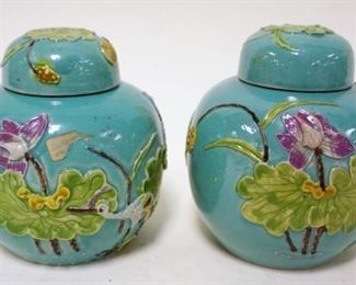 1113	2 ASIAN COVERED JARS, APPROXIMATELY 4 1/2 IN
