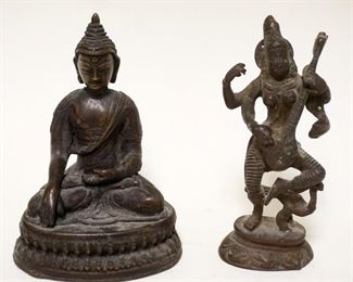 1123	LOT OF 2 BRONZE DEITIES, LARGEST APPROXIMATELY 6 IN
