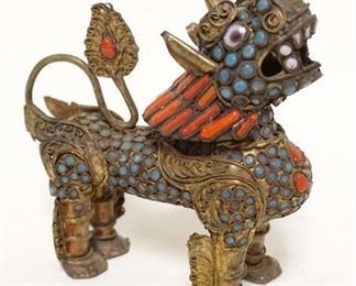 1136	METAL & ENAMELED FOO DOG, APPROXIMATELY 4 1/2 IN HIGH
