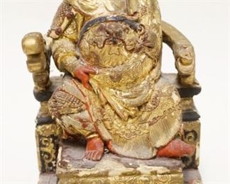 1140	ASIAN POLYCHROME WOOD CARVED FIGURE, PAINT LOSS & DAMAGE TO ARM, APPROXIMATELY 9 IN HIGH
