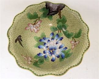 1148	CLOISONNE SCALLOP EDGE BOWL, APPROXIMATELY 9 1/4 IN X 3 1/4 IN HIGH
