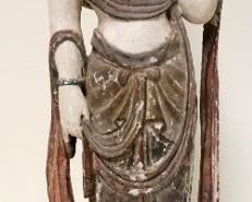 1151	ANTIQUE CARVED WOOD POLYCHROME ASIAN FIGURE, APPROXIMATELY 24 IN
