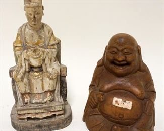 1167	2 ASIAN WOOD FIGURAL CARVINGS, TALLEST APPROXIMATELY 11 IN HIGH
