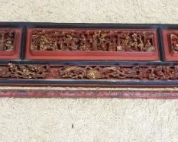 1181	LARGE ASIAN POLYCHROME WOOD CARVING, 3 DIMENTIONAL, APPROXIMATELY 78 IN X 22 IN HIGH

